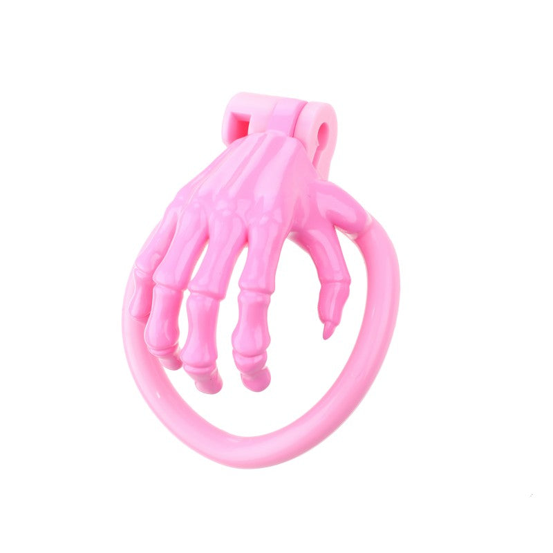 Skeleton Hand Medical-Grade Resin Chastity Cage with 4 Rings