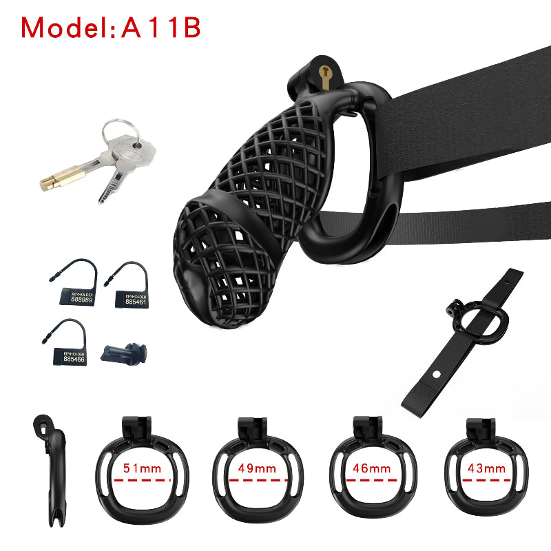 Mesh Ventilated Resin Chastity Cage, 45–105 mm Length Options