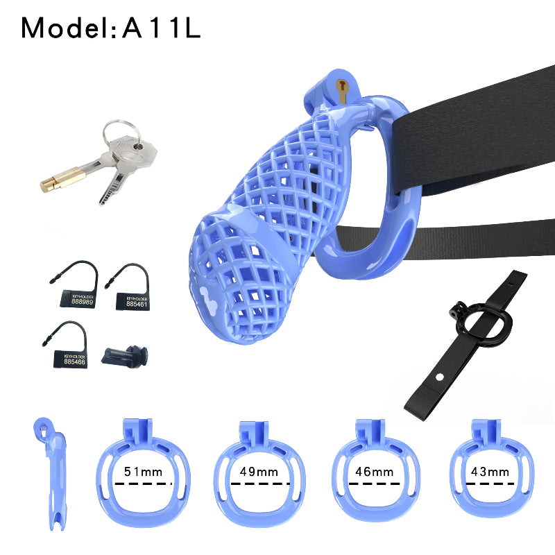 Mesh Ventilated Resin Chastity Cage, 45–105 mm Length Options