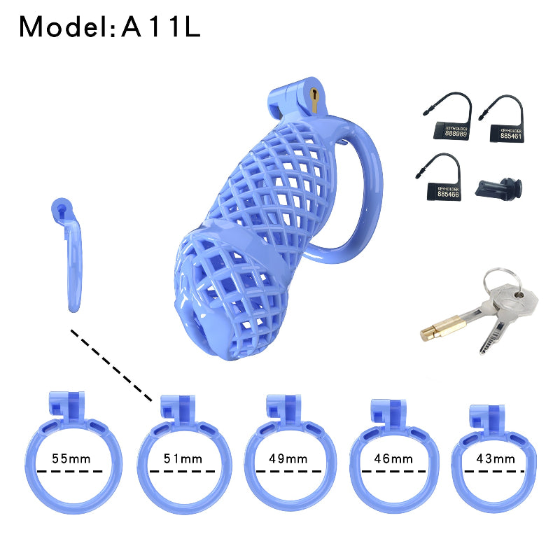 Mesh Ventilated Resin Chastity Cage, 45–105 mm Length Options