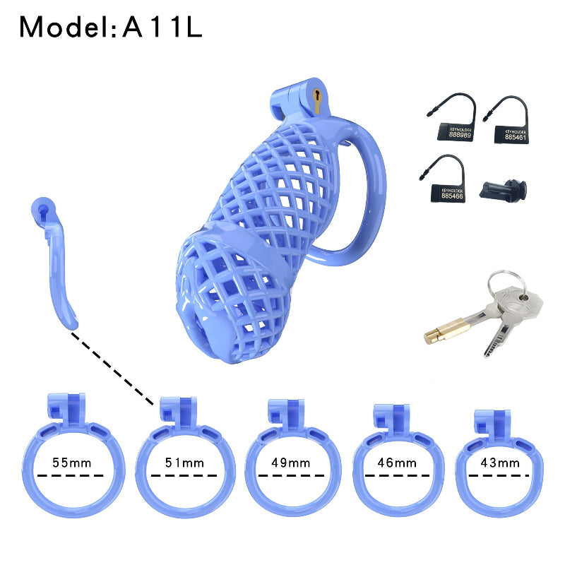 Mesh Ventilated Resin Chastity Cage, 45–105 mm Length Options
