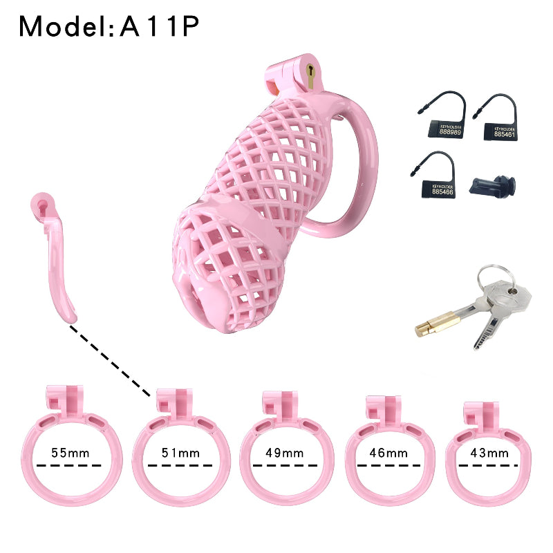 Mesh Ventilated Resin Chastity Cage, 45–105 mm Length Options