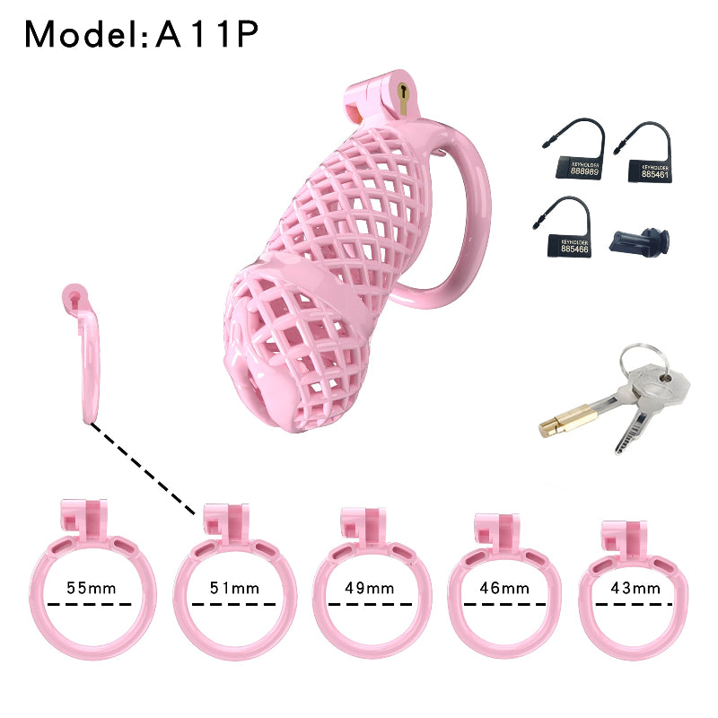 Mesh Ventilated Resin Chastity Cage, 45–105 mm Length Options
