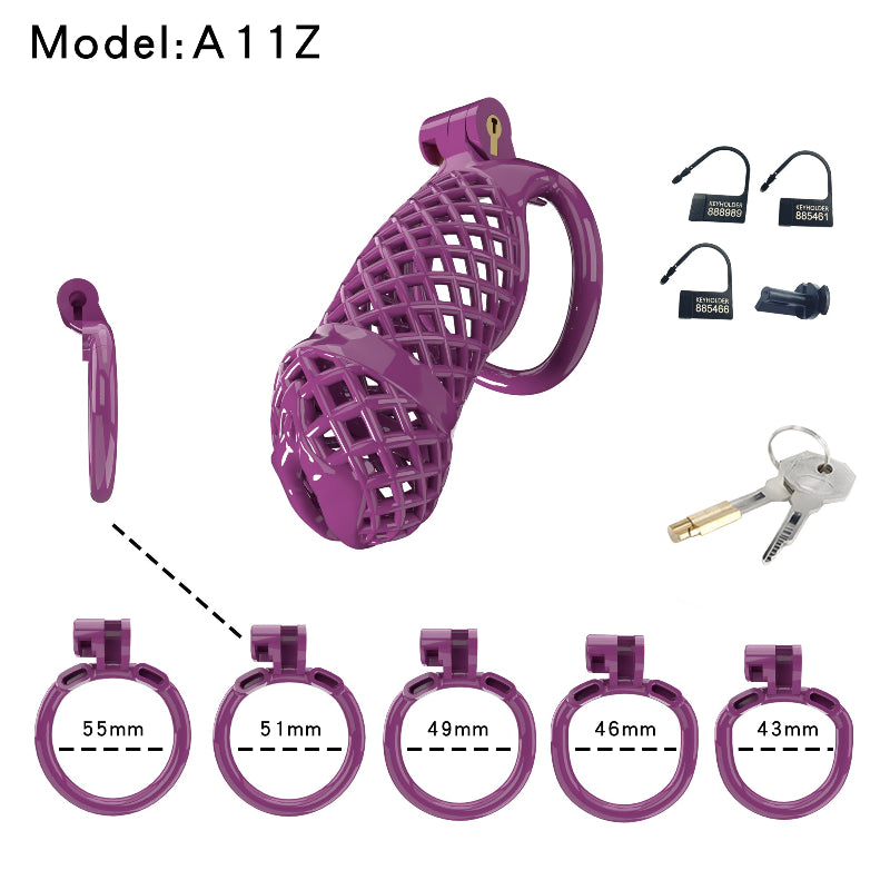 Mesh Ventilated Resin Chastity Cage, 45–105 mm Length Options
