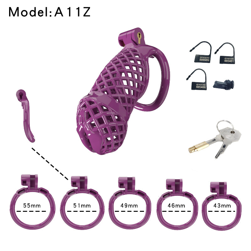 Mesh Ventilated Resin Chastity Cage, 45–105 mm Length Options