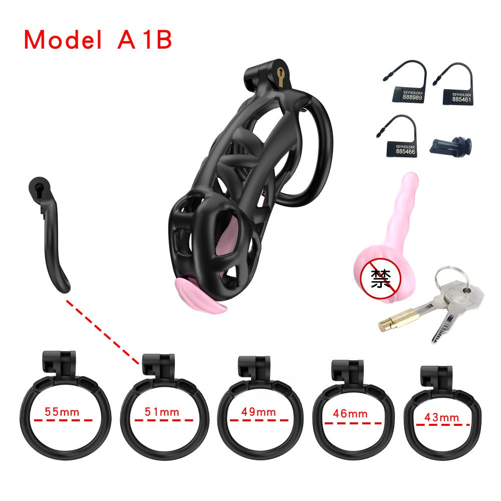 3D Printed Male Chastity Cage with Lock & 5 Rings – Resin Virginity Device for Men