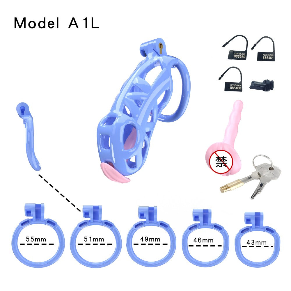 3D Printed Male Chastity Cage with Lock & 5 Rings – Resin Virginity Device for Men