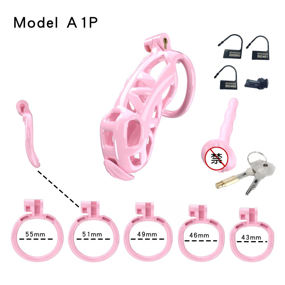 3D Printed Male Chastity Cage with Lock & 5 Rings – Resin Virginity Device for Men