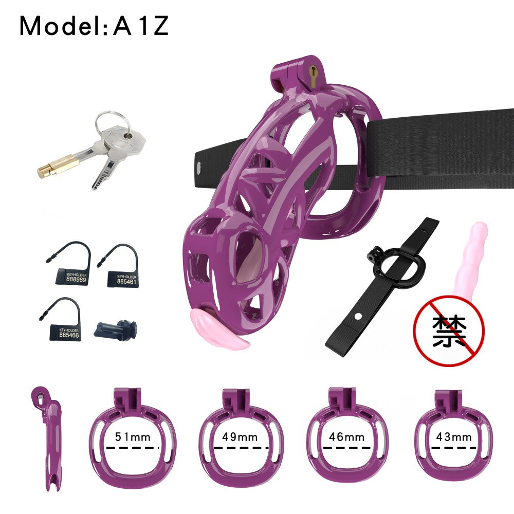 3D-Printed Resin Chastity Cage with Strap – A1–E1, 5 Colors