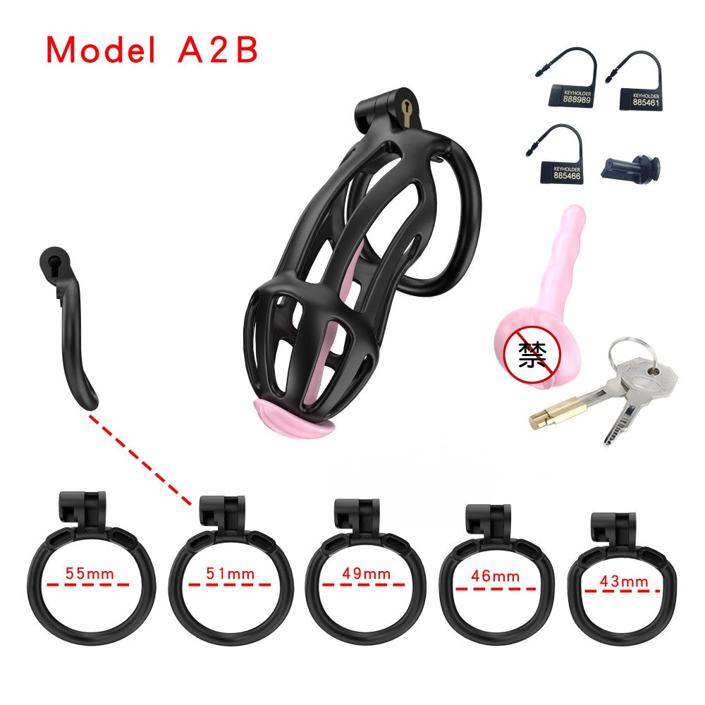 3D Printed Male Chastity Cage – Lightweight Penis Lock with 5 Rings for Erection Control & Bondage Fun