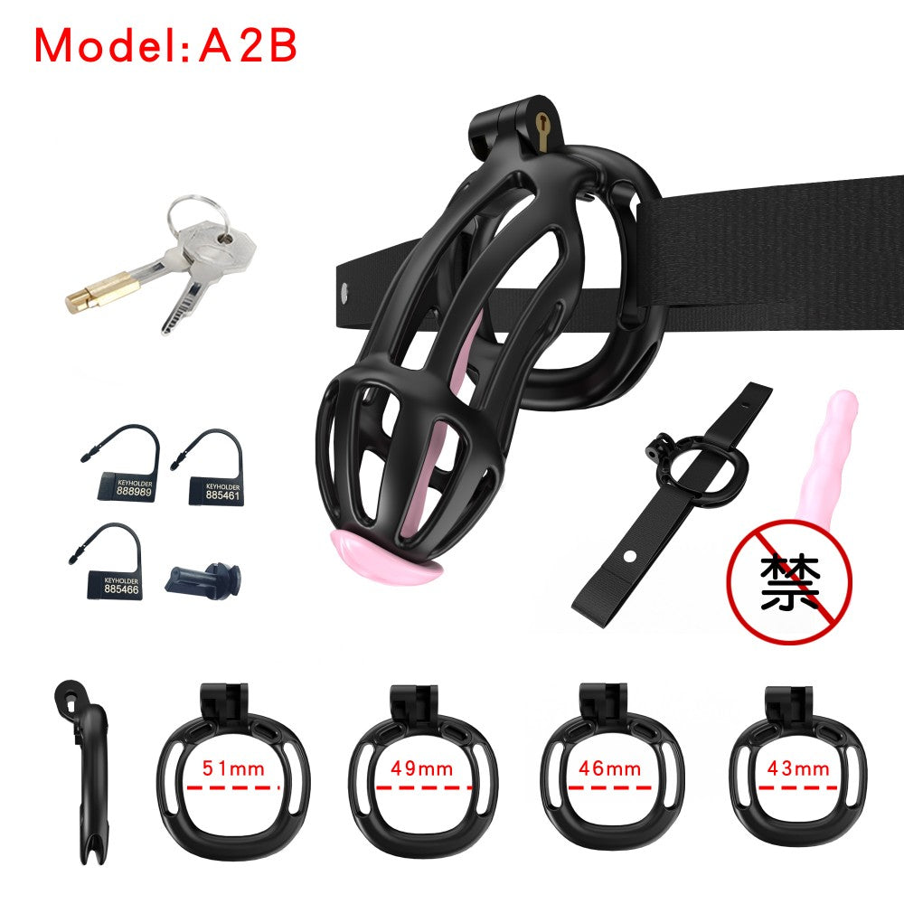 3D-Printed Resin Chastity Cage with Strap – A2–E2, 5 Colors