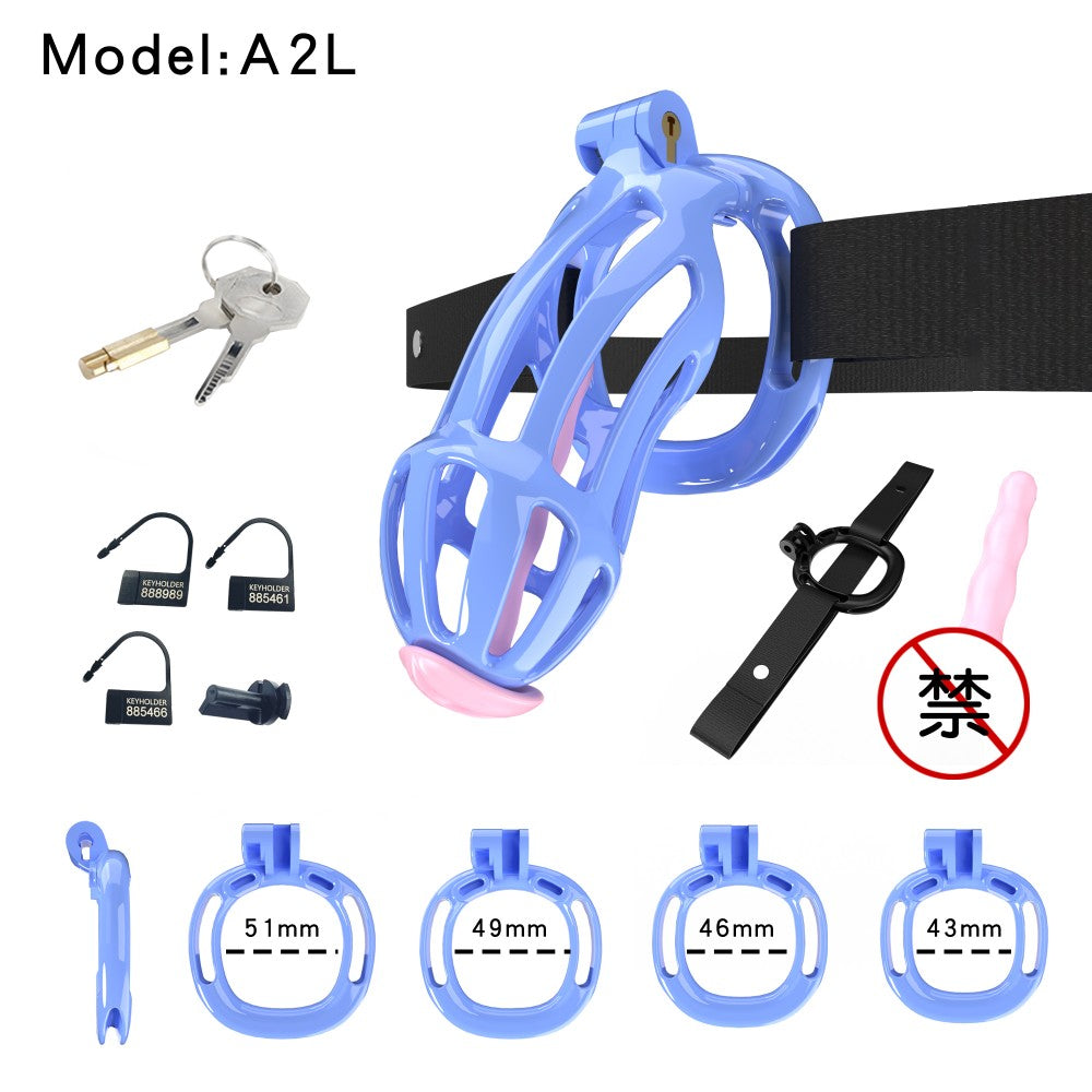 3D-Printed Resin Chastity Cage with Strap – A2–E2, 5 Colors