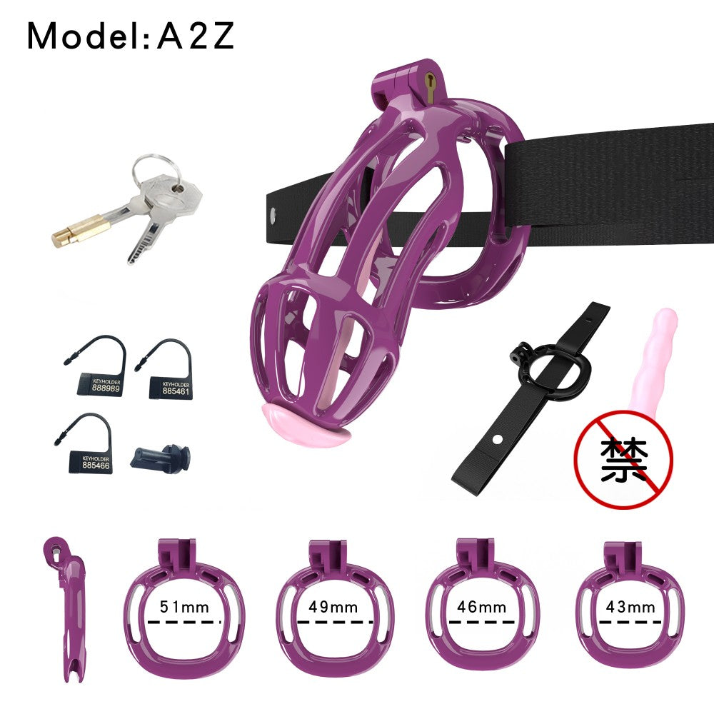 3D-Printed Resin Chastity Cage with Strap – A2–E2, 5 Colors