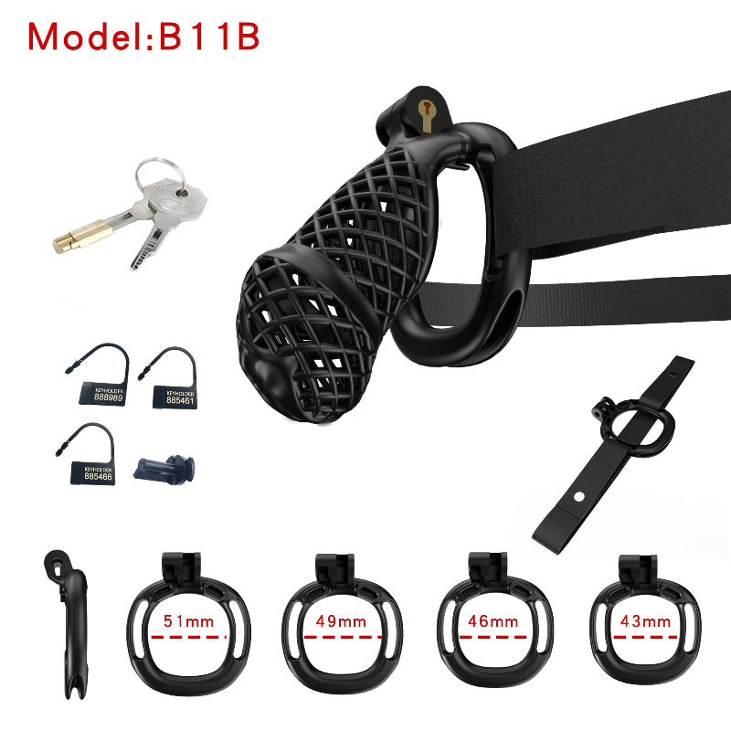 Mesh Ventilated Resin Chastity Cage, 45–105 mm Length Options