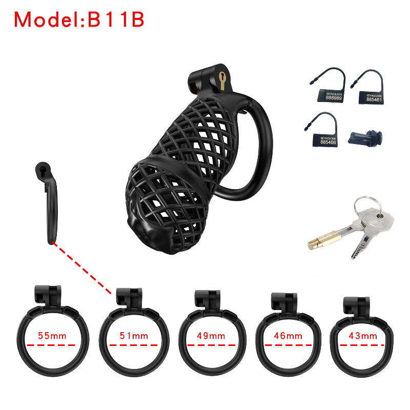 Mesh Ventilated Resin Chastity Cage, 45–105 mm Length Options