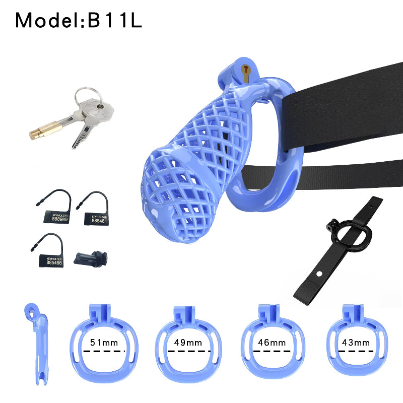 Mesh Ventilated Resin Chastity Cage, 45–105 mm Length Options
