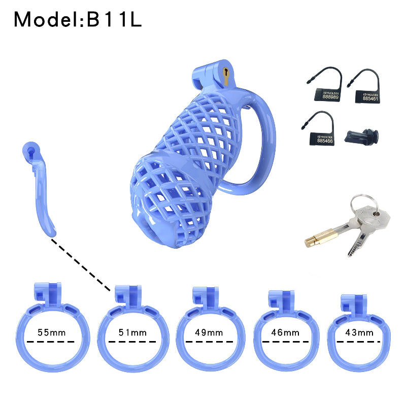 Mesh Ventilated Resin Chastity Cage, 45–105 mm Length Options