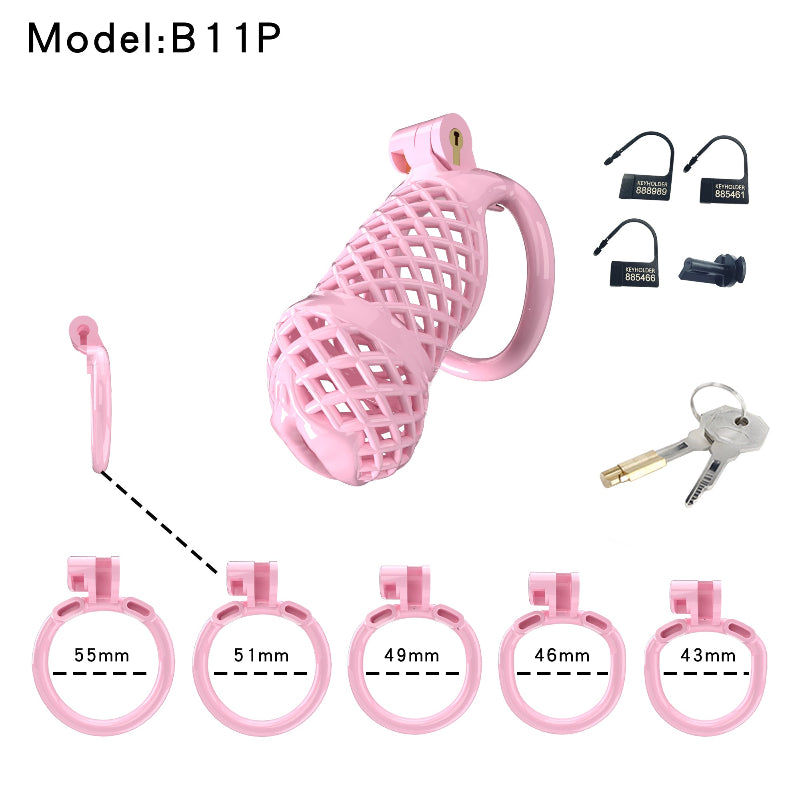Mesh Ventilated Resin Chastity Cage, 45–105 mm Length Options