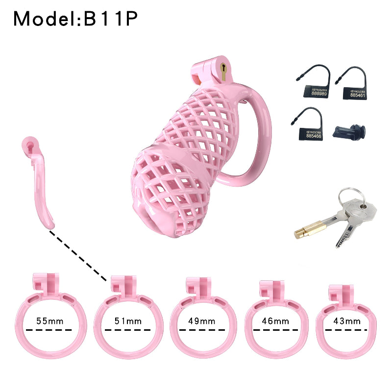 Mesh Ventilated Resin Chastity Cage, 45–105 mm Length Options