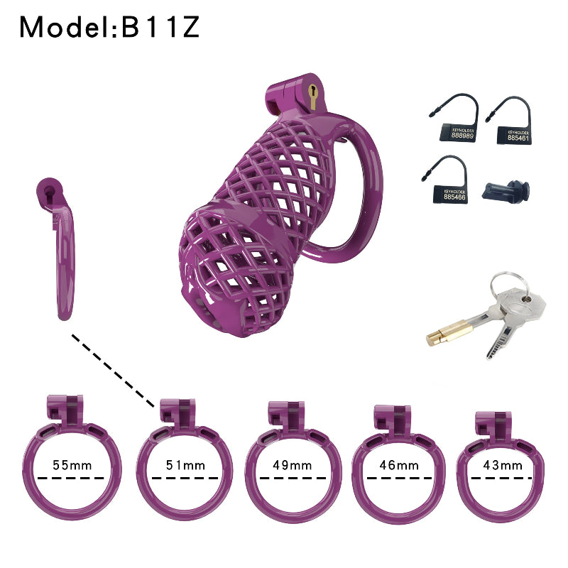 Mesh Ventilated Resin Chastity Cage, 45–105 mm Length Options