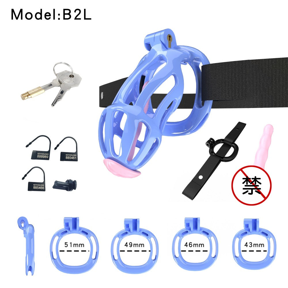 3D-Printed Resin Chastity Cage with Strap – A2–E2, 5 Colors