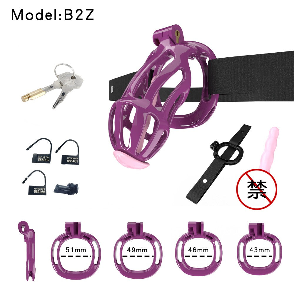 3D-Printed Resin Chastity Cage with Strap – A2–E2, 5 Colors