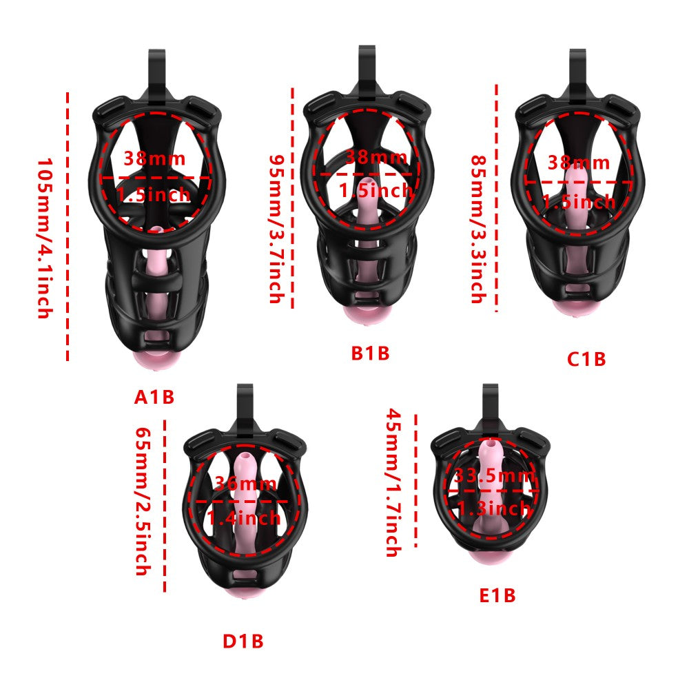 3D-Printed Resin Chastity Cage with Strap – A1–E1, 5 Colors