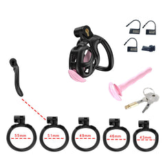 Black Cobra Nub Chastity Kit With Urethral
