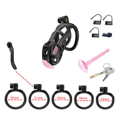 Black Cobra Standard Chastity Kit With Urethral