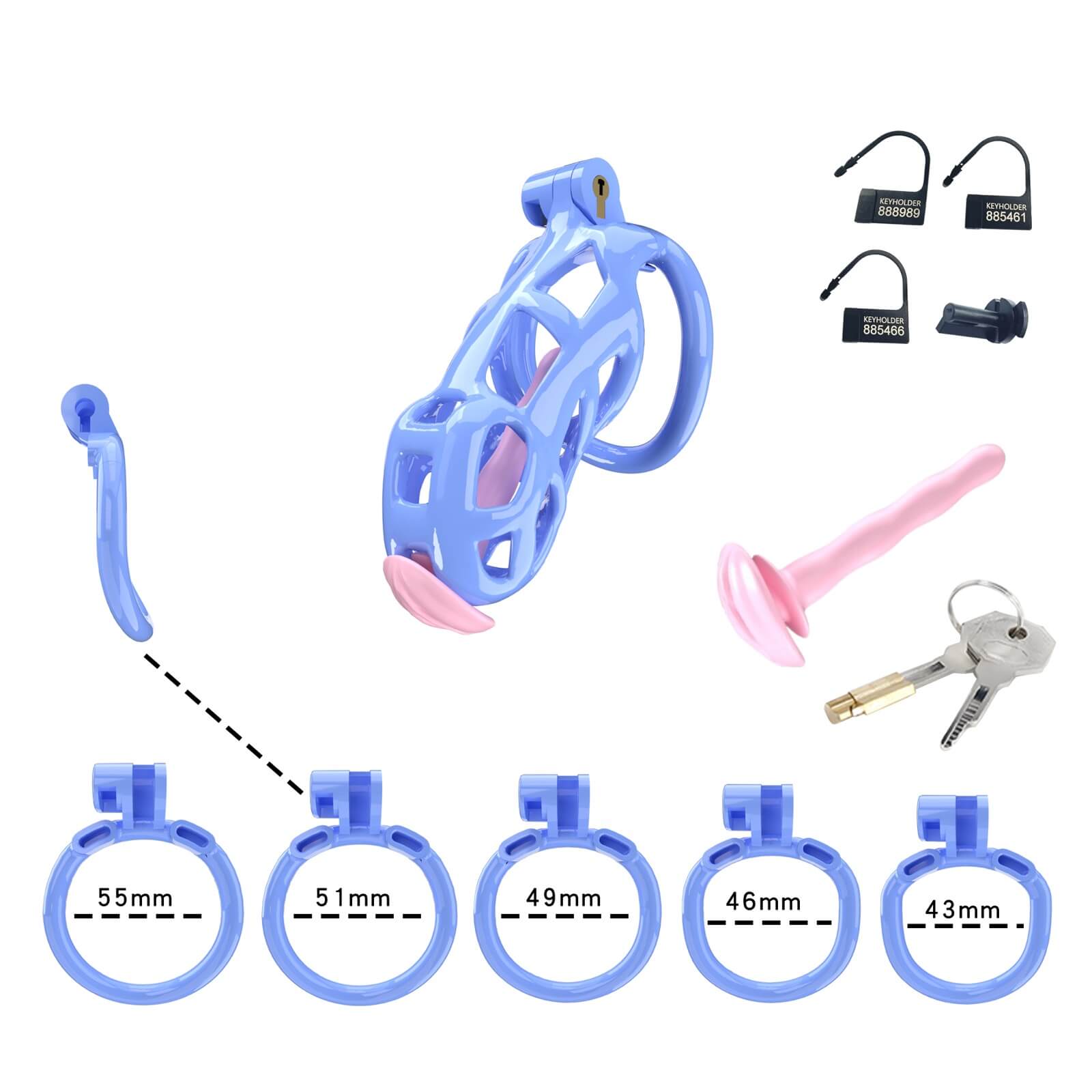 Blue Cobra Standard Chastity Kit With Urethral