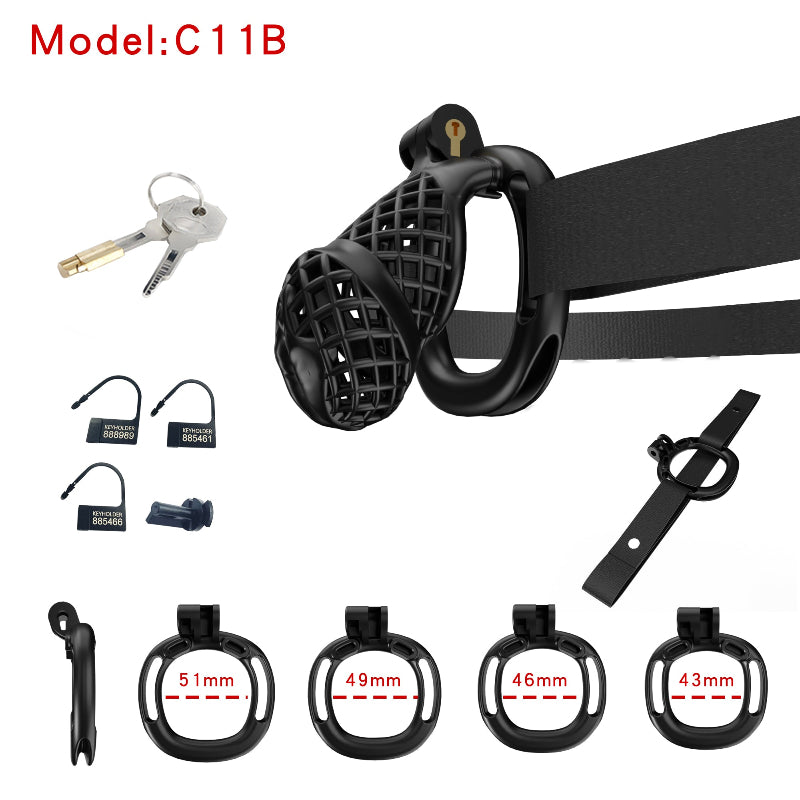 Mesh Ventilated Resin Chastity Cage, 45–105 mm Length Options
