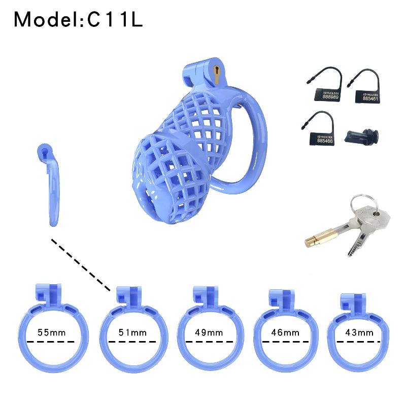 Mesh Ventilated Resin Chastity Cage, 45–105 mm Length Options