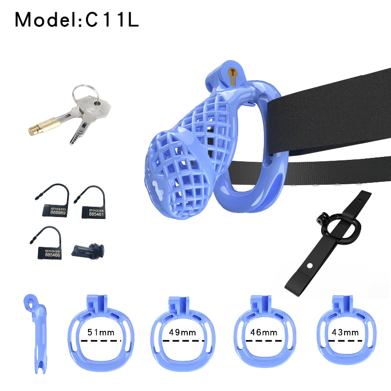 Mesh Ventilated Resin Chastity Cage, 45–105 mm Length Options