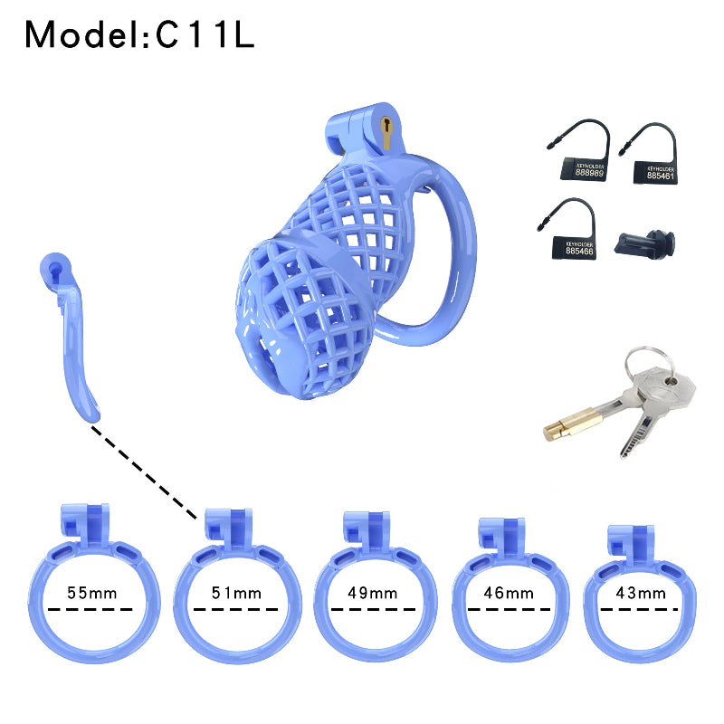 Mesh Ventilated Resin Chastity Cage, 45–105 mm Length Options