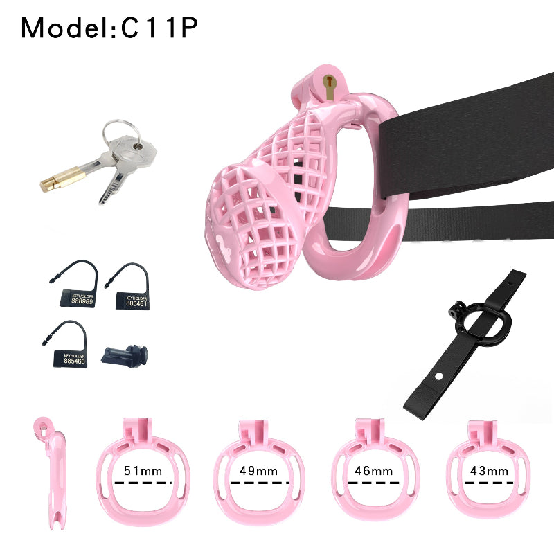 Mesh Ventilated Resin Chastity Cage, 45–105 mm Length Options