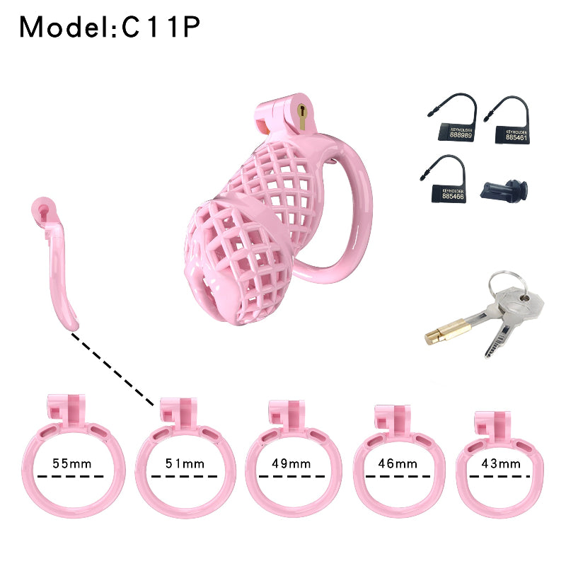 Mesh Ventilated Resin Chastity Cage, 45–105 mm Length Options