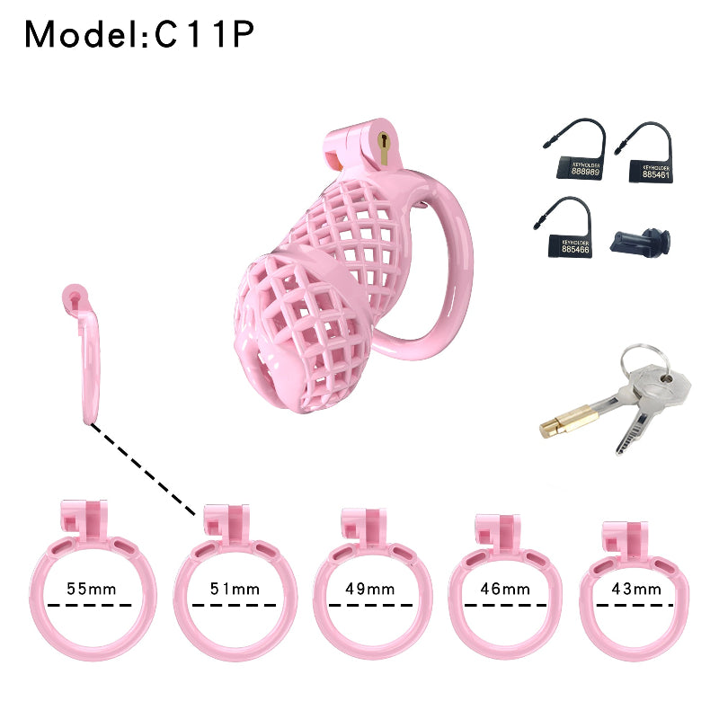 Mesh Ventilated Resin Chastity Cage, 45–105 mm Length Options