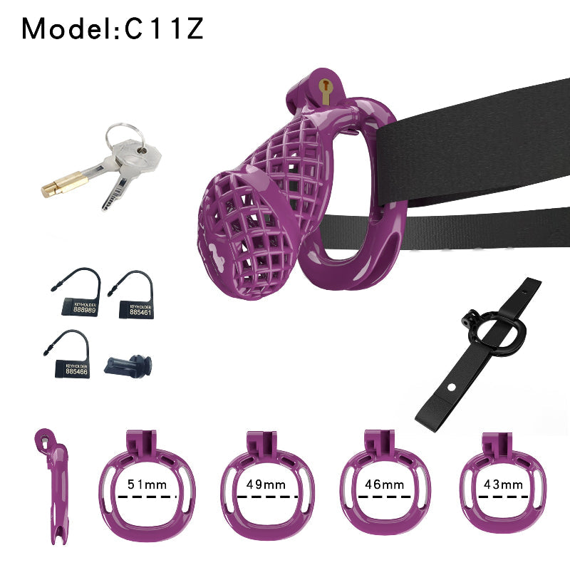 Mesh Ventilated Resin Chastity Cage, 45–105 mm Length Options