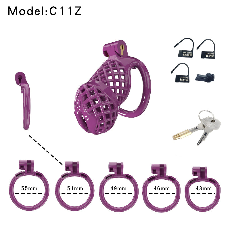 Mesh Ventilated Resin Chastity Cage, 45–105 mm Length Options