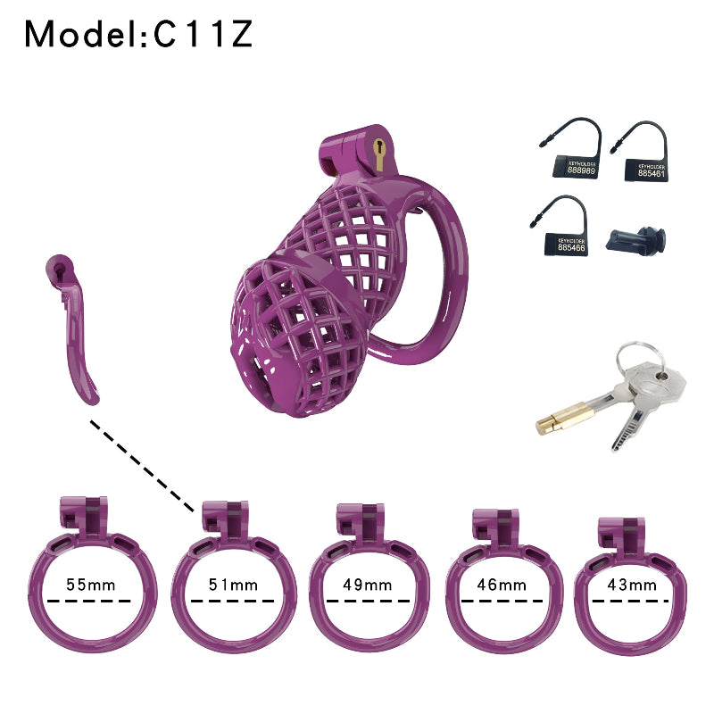 Mesh Ventilated Resin Chastity Cage, 45–105 mm Length Options