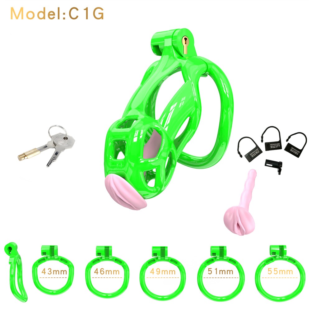 3D Printed Male Chastity Cage with Lock & 5 Rings – Resin Virginity Device for Men