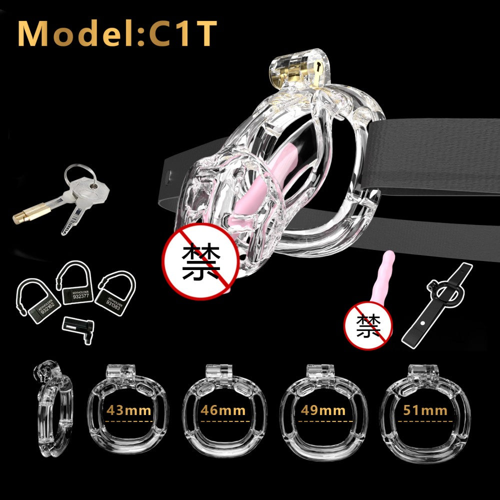 3D-Printed Resin Chastity Cage with Strap – A1–E1, 5 Colors
