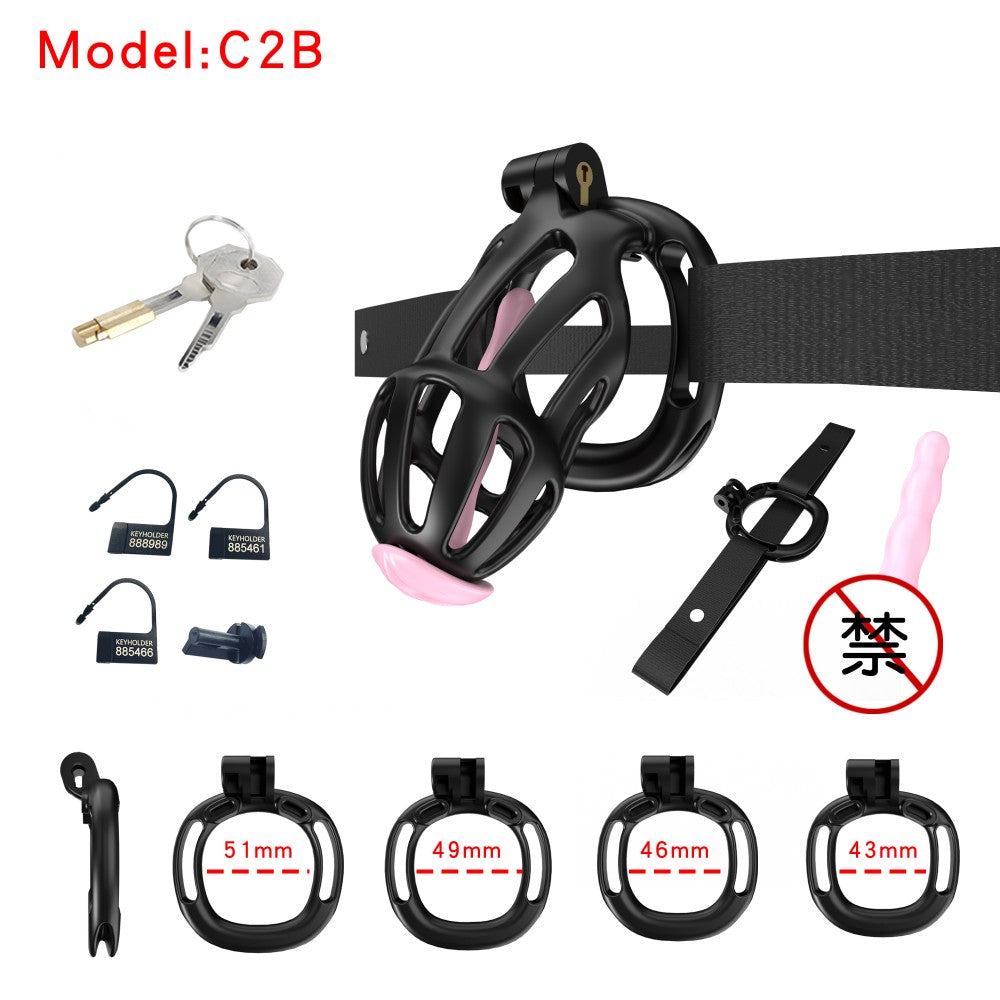 3D-Printed Resin Chastity Cage with Strap – A2–E2, 5 Colors