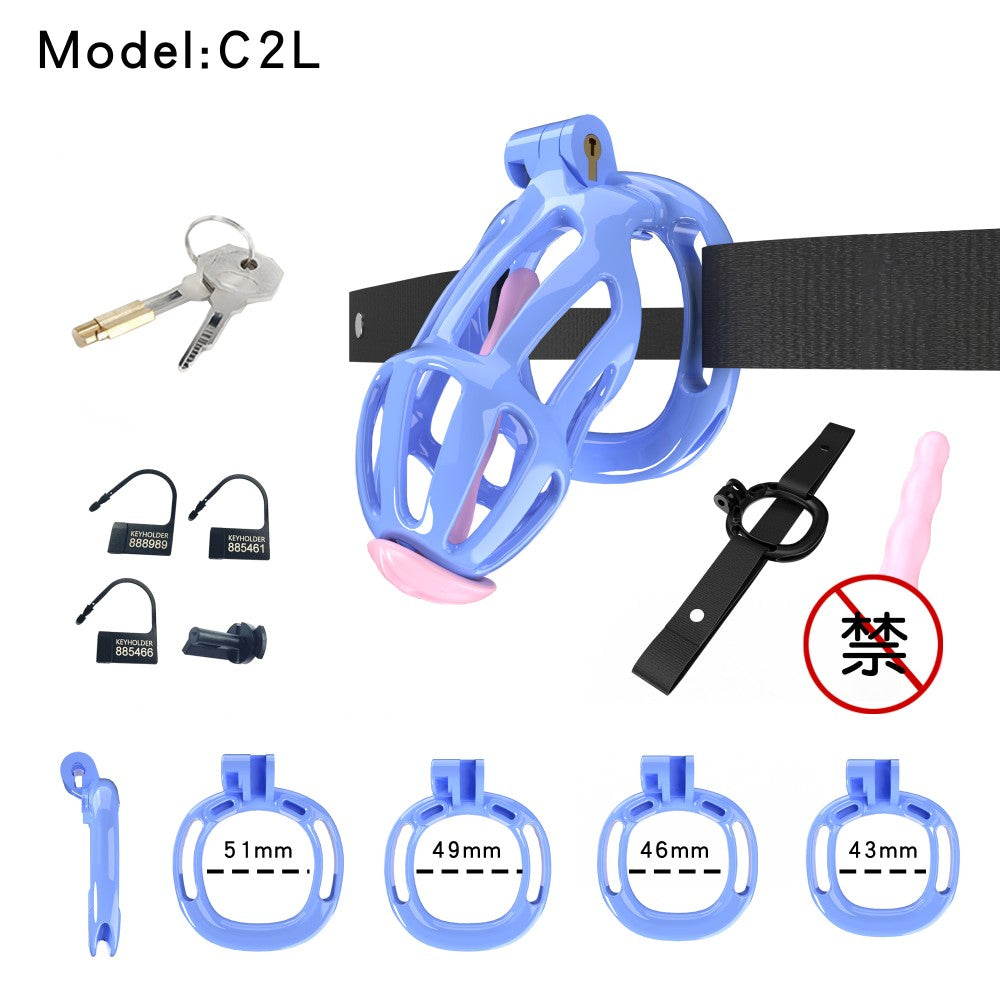 3D-Printed Resin Chastity Cage with Strap – A2–E2, 5 Colors