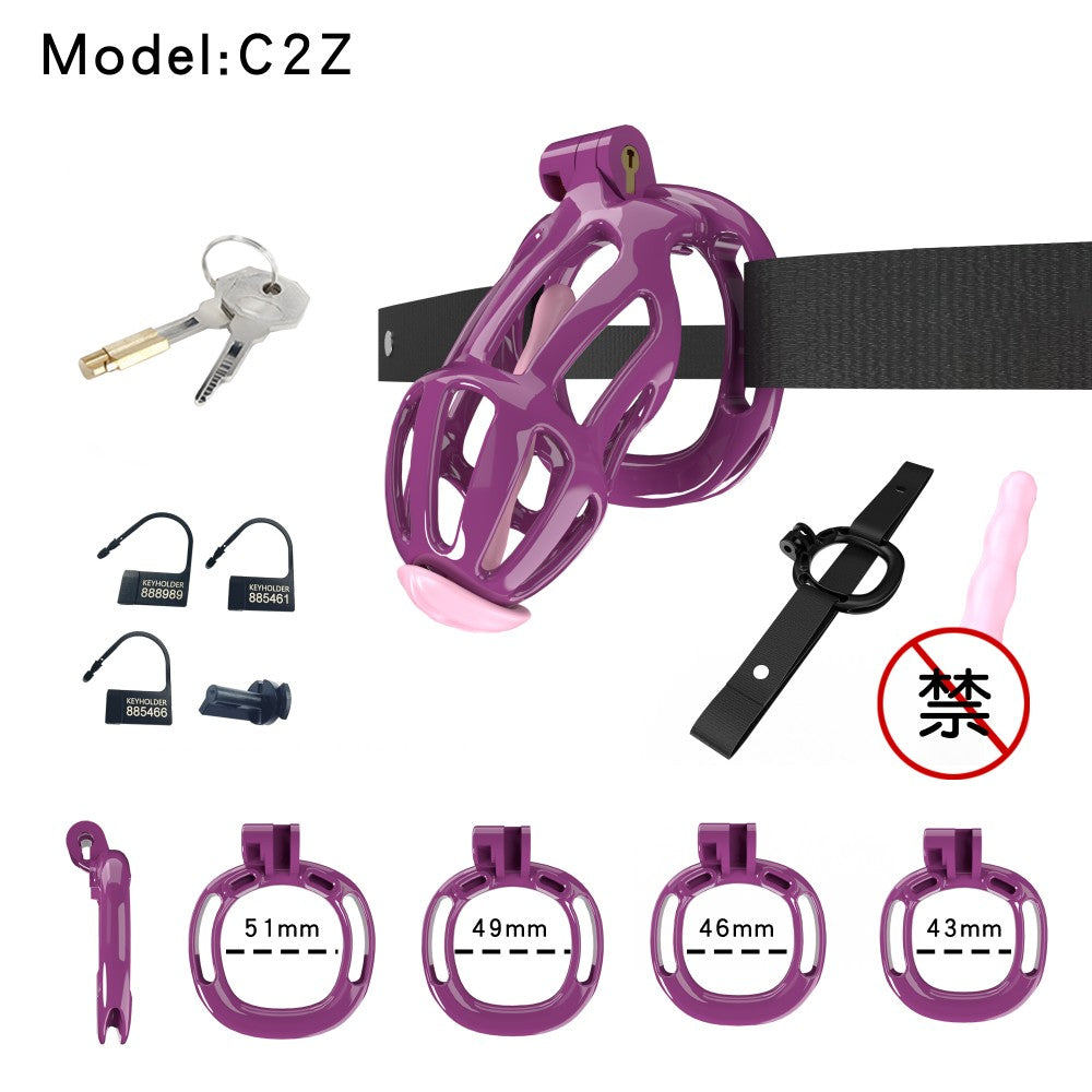 3D-Printed Resin Chastity Cage with Strap – A2–E2, 5 Colors
