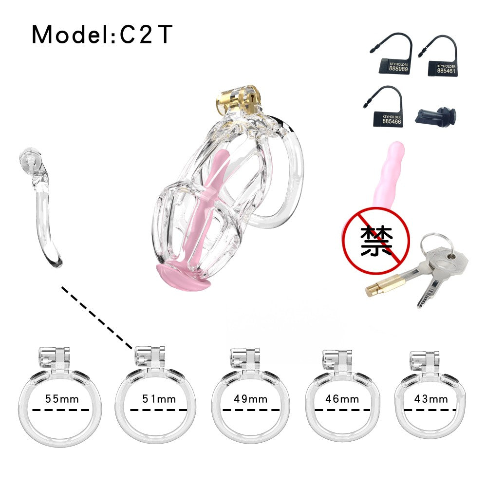 3D Printed Male Chastity Cage – Lightweight Penis Lock with 5 Rings for Erection Control & Bondage Fun