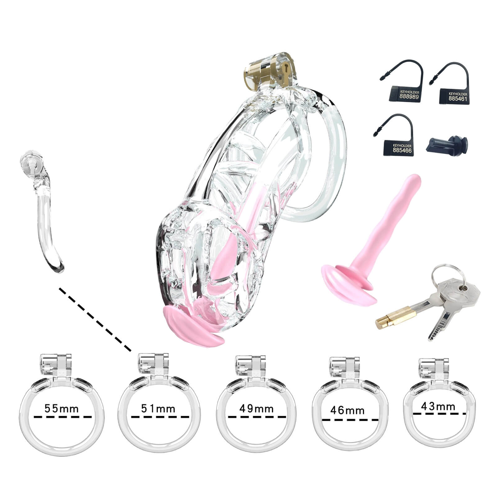 Transparent Cobra Maxi Chastity Kit With Urethral