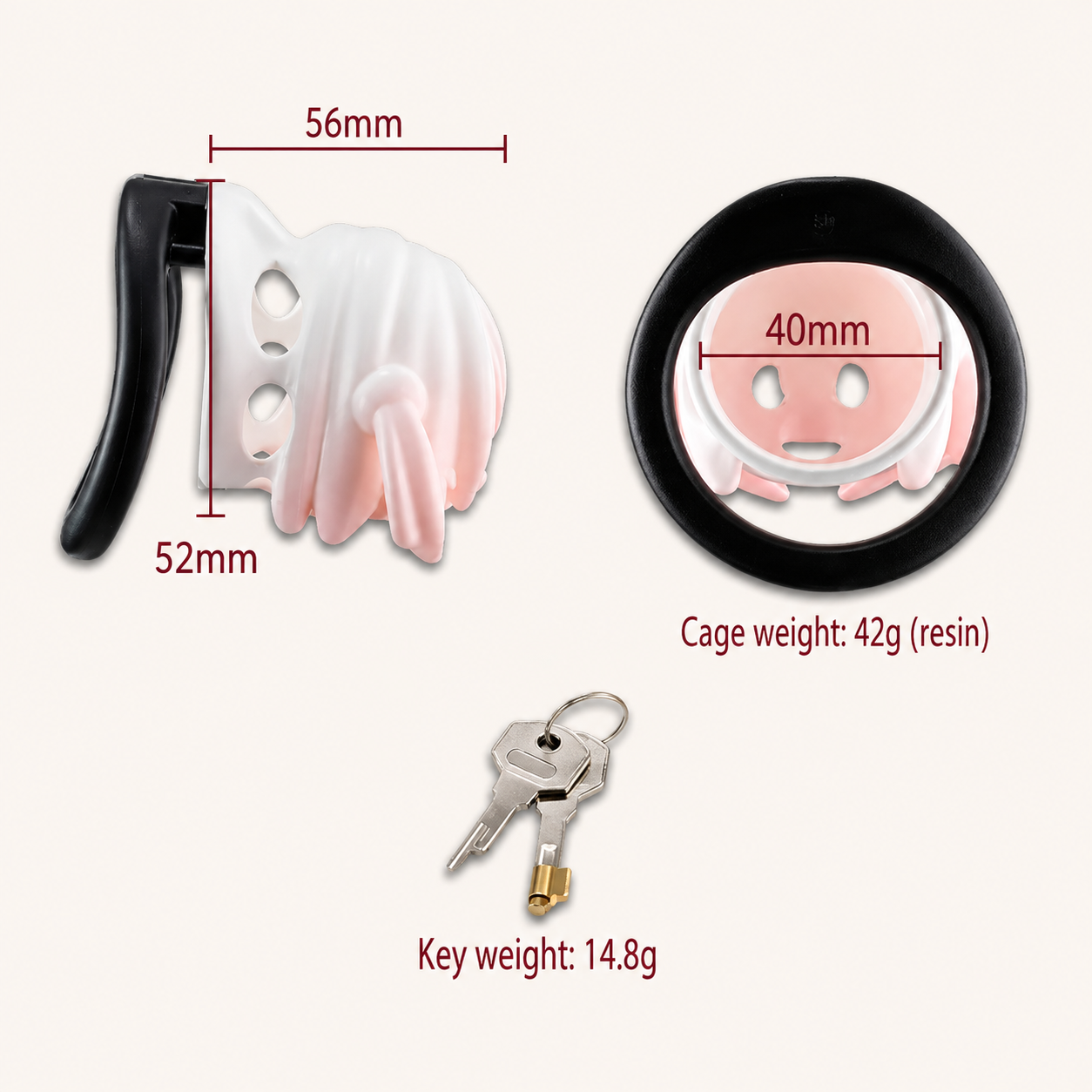 Cherry Blossom Anime ABS Chastity Cage with Five Rings