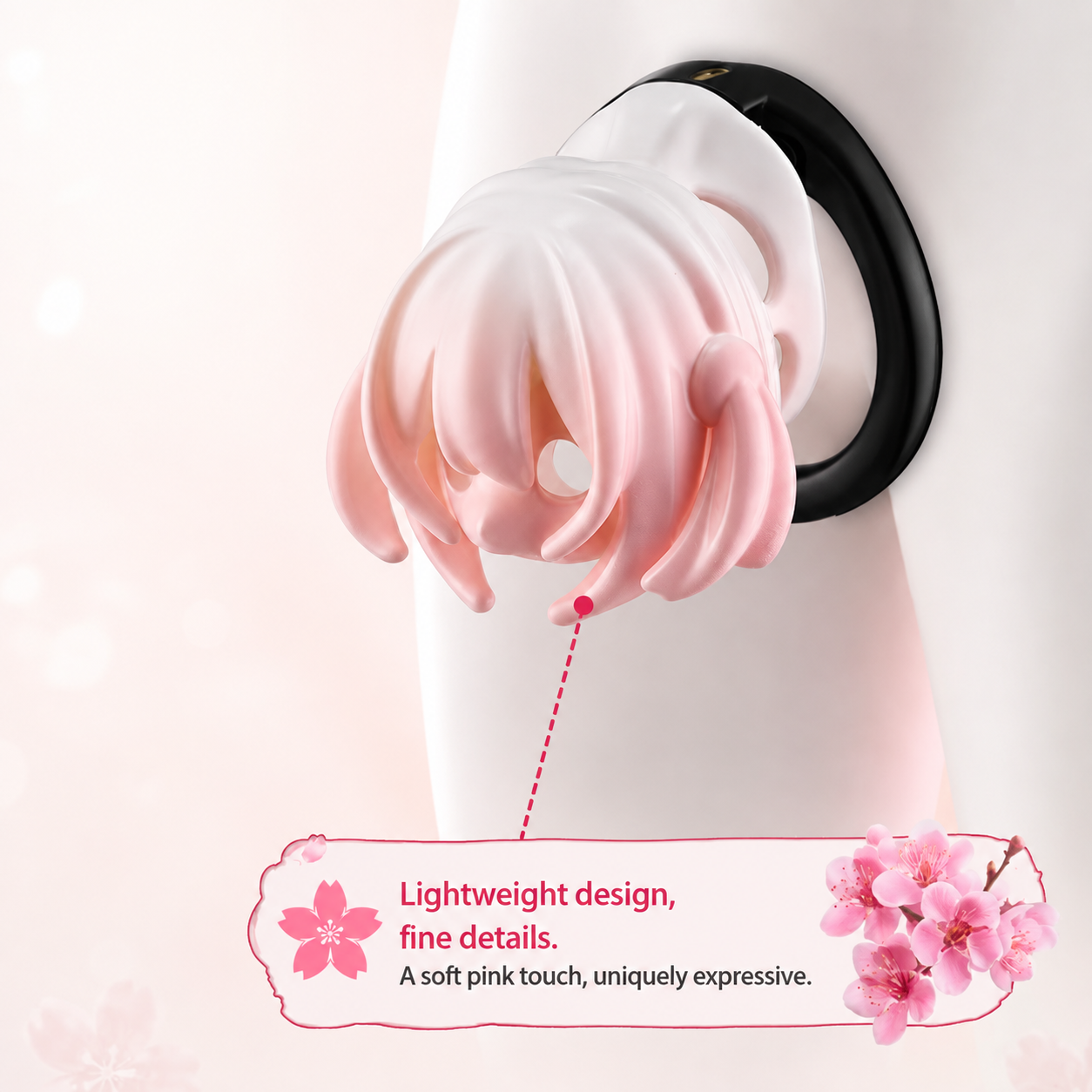 Cherry Blossom Anime ABS Chastity Cage with Five Rings