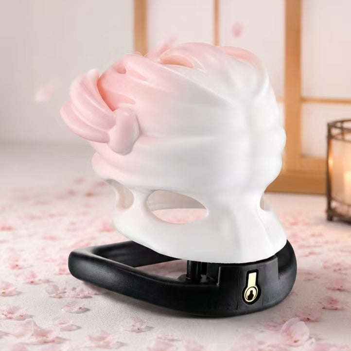 Cherry Blossom Anime ABS Chastity Cage with Five Rings
